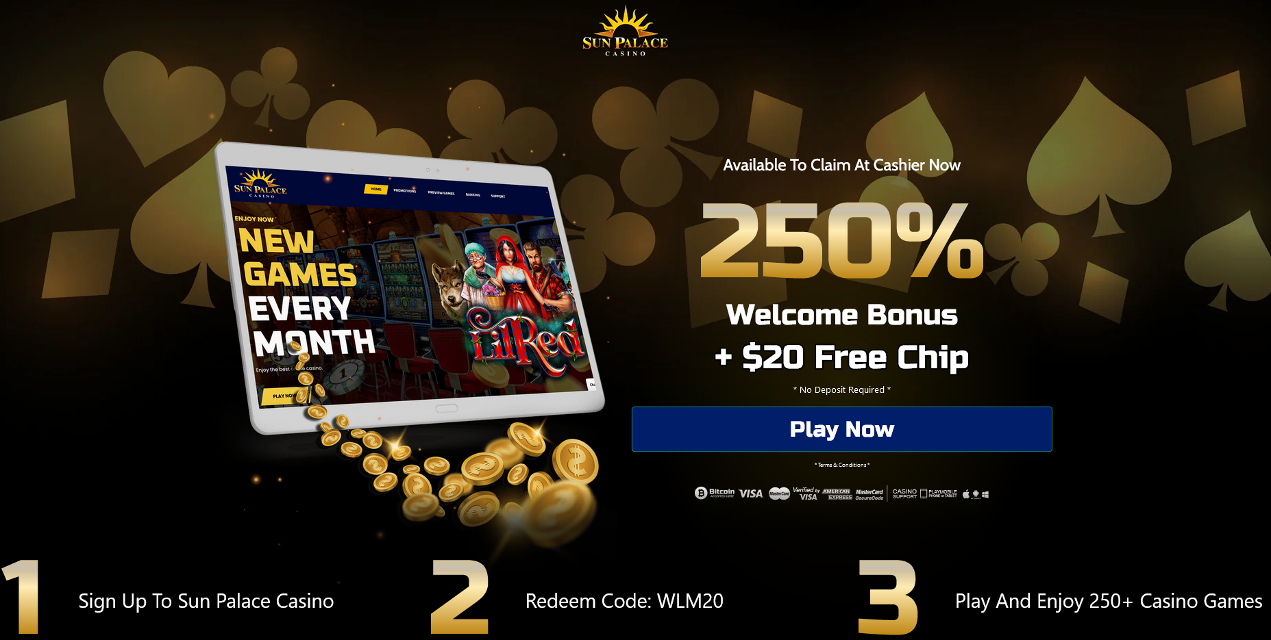 250% WELCOME BONUS + $20
                                        FREE CHIP