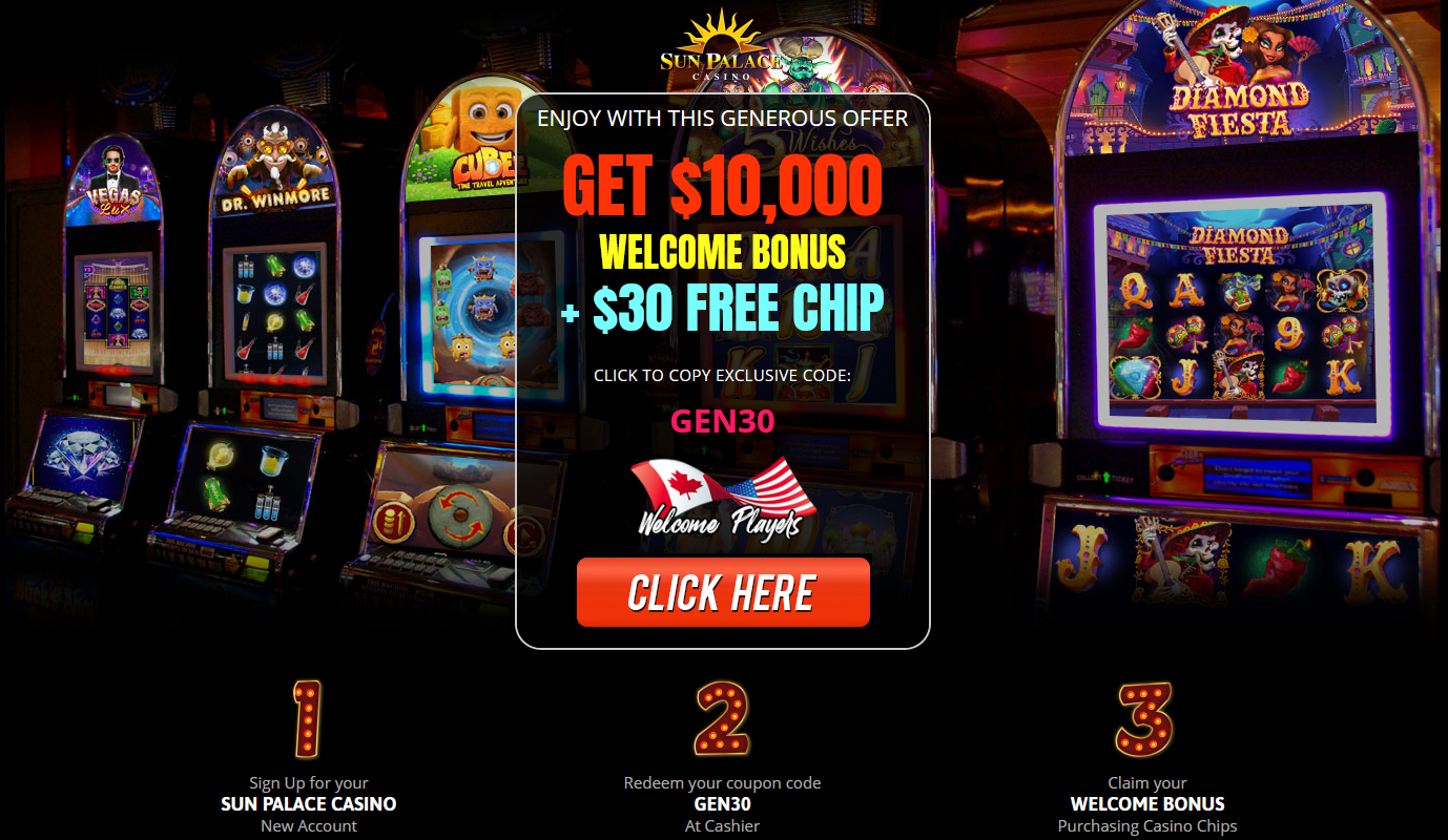 $10,000 WELCOME BONUS +
                                          $30 FREE CHIP